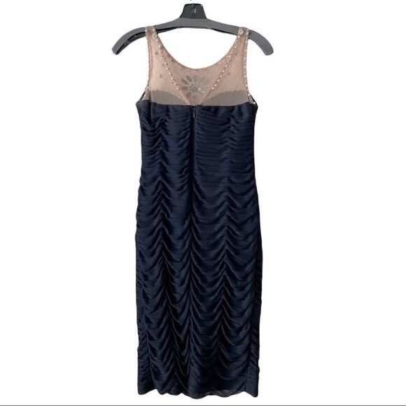 𝅺cache Navy Sleeveless Ruched Sheath Party Dress Size 2 - Picture 3 of 11